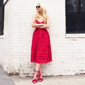 Anthropologie Scarlet Red Lace Dress